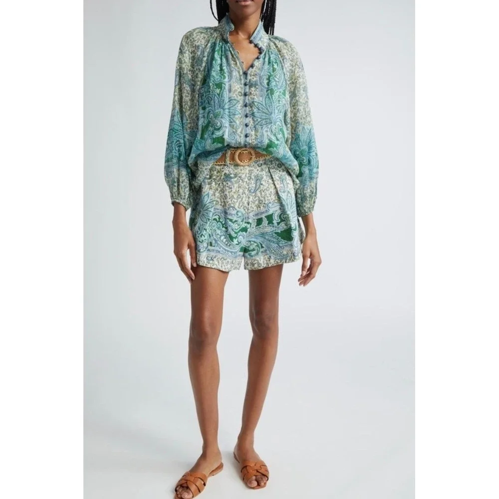 Zimmerman The Ottie Tuck Short in Green Paisley